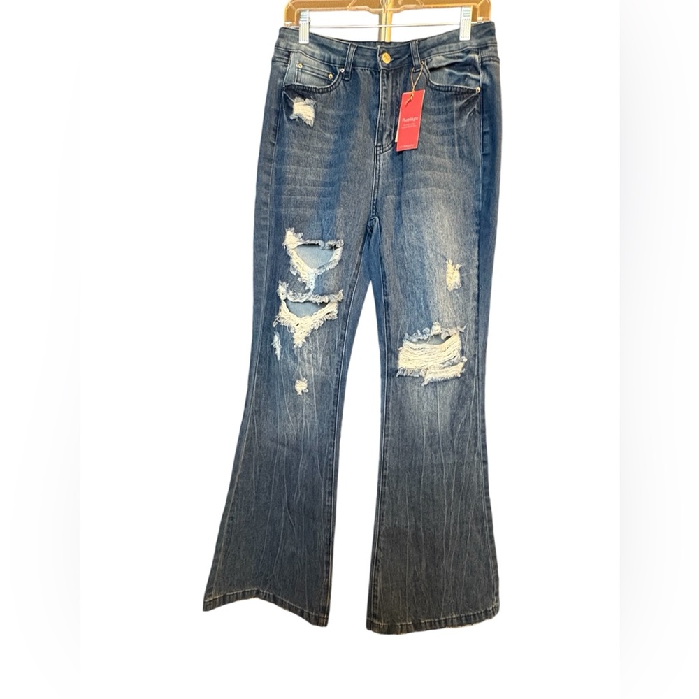 Flamingo Ripped Flare Jeans size large (10/12)